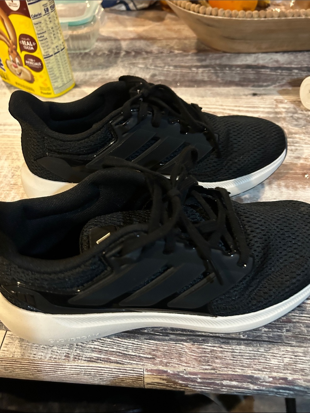 adidas Black Knit Sneakers with White Sole